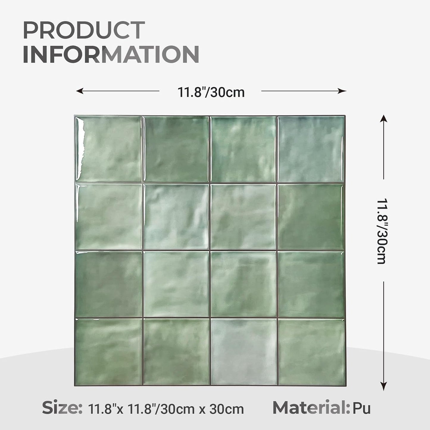 5 Sheets Peel and Stick Backsplash, Self Adhesive Wall Tiles, 3D Adhesive Tile Backsplash, 12"x12"Premium Self Adhesive Wall Tiles Peel and Stickfor Kitchen, Bathroom, RV(Spring Moss)
