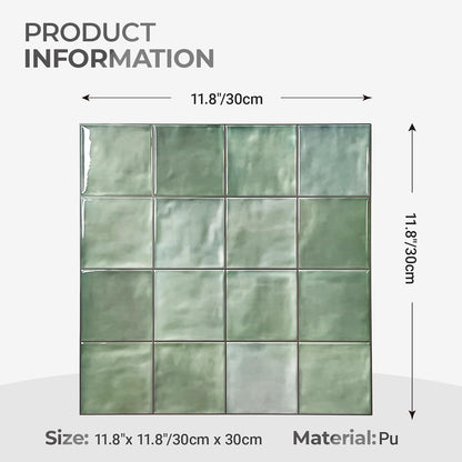5 Sheets Peel and Stick Backsplash, Self Adhesive Wall Tiles, 3D Adhesive Tile Backsplash, 12"x12"Premium Self Adhesive Wall Tiles Peel and Stickfor Kitchen, Bathroom, RV(Spring Moss)