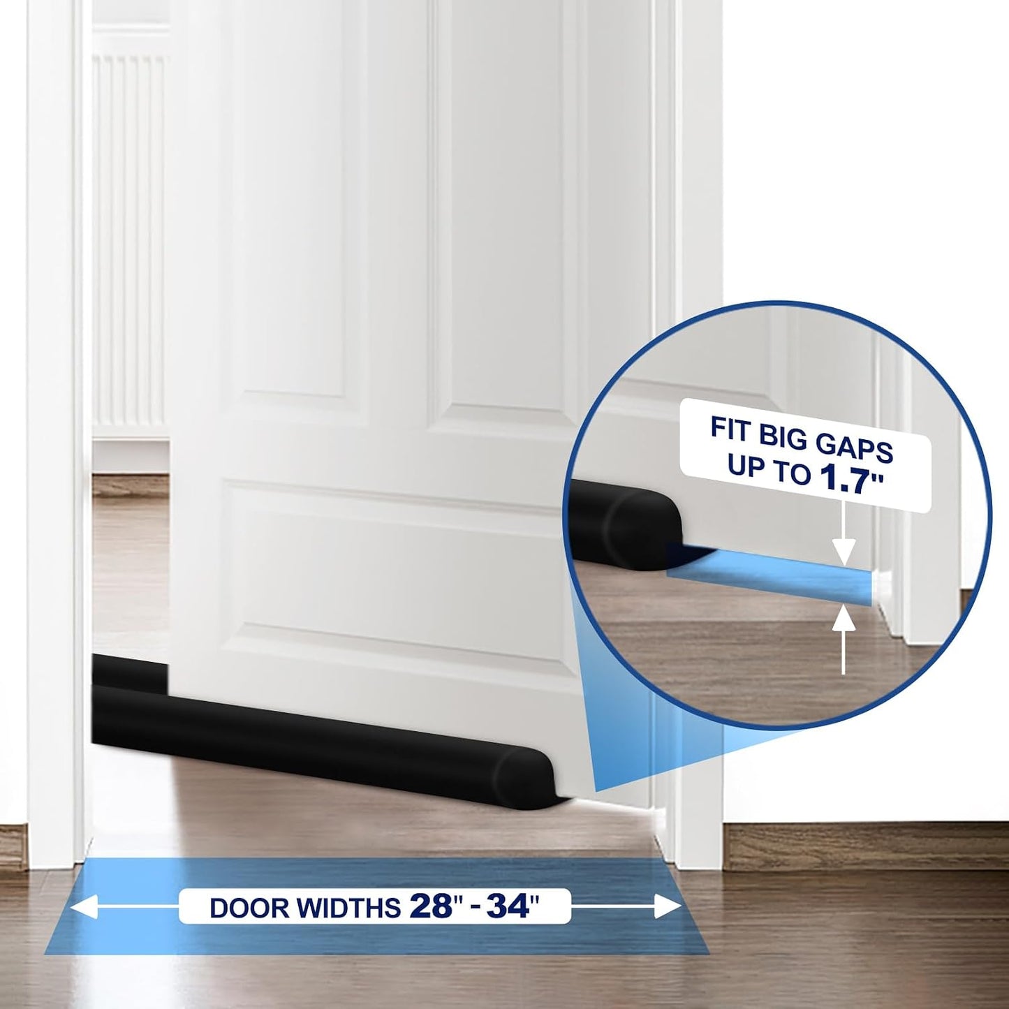 MAXTID Large Door Draft Stopper for Bottom of Doors 36” Under Door Sweep Noise Blocker Black Gap Stoppers Adjustable Doors Seal Sweep Guard Draft, Window Breeze Stoppers, Home Essentials Gadgets