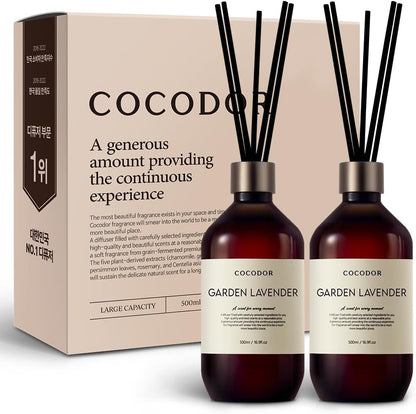 COCODOR Premium Reed Diffuser/Black Cherry /16.9oz /2 Pack/Large Capacity Fragrance Scent Oil Stick Diffuser Set for Bedroom Bathroom Home Décor