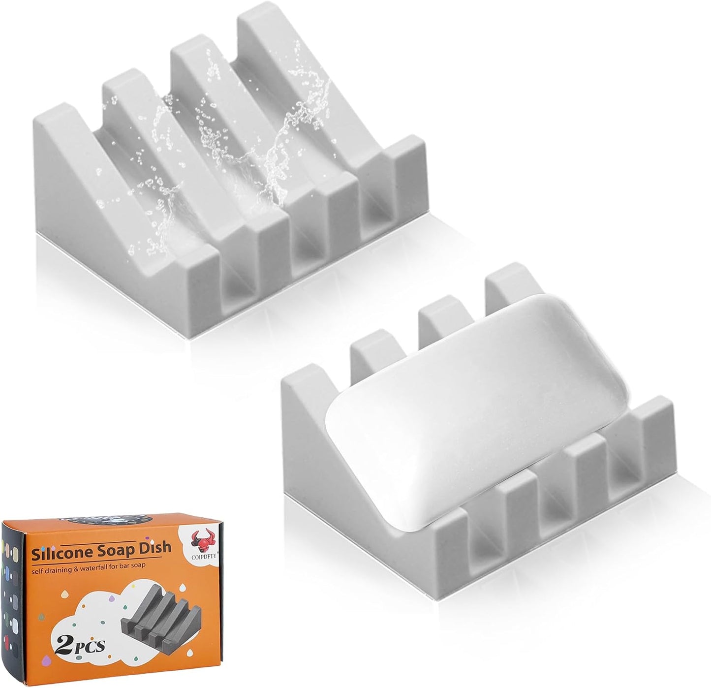 Self Draining Soap Dish Holder,Silicone Soap Dish,for Bathroom,Kitchen, Sponges，Can Extend Soap Life，Keep Soap Bars Dry and Easy Cleaning (White,1-Pack) - Colors B