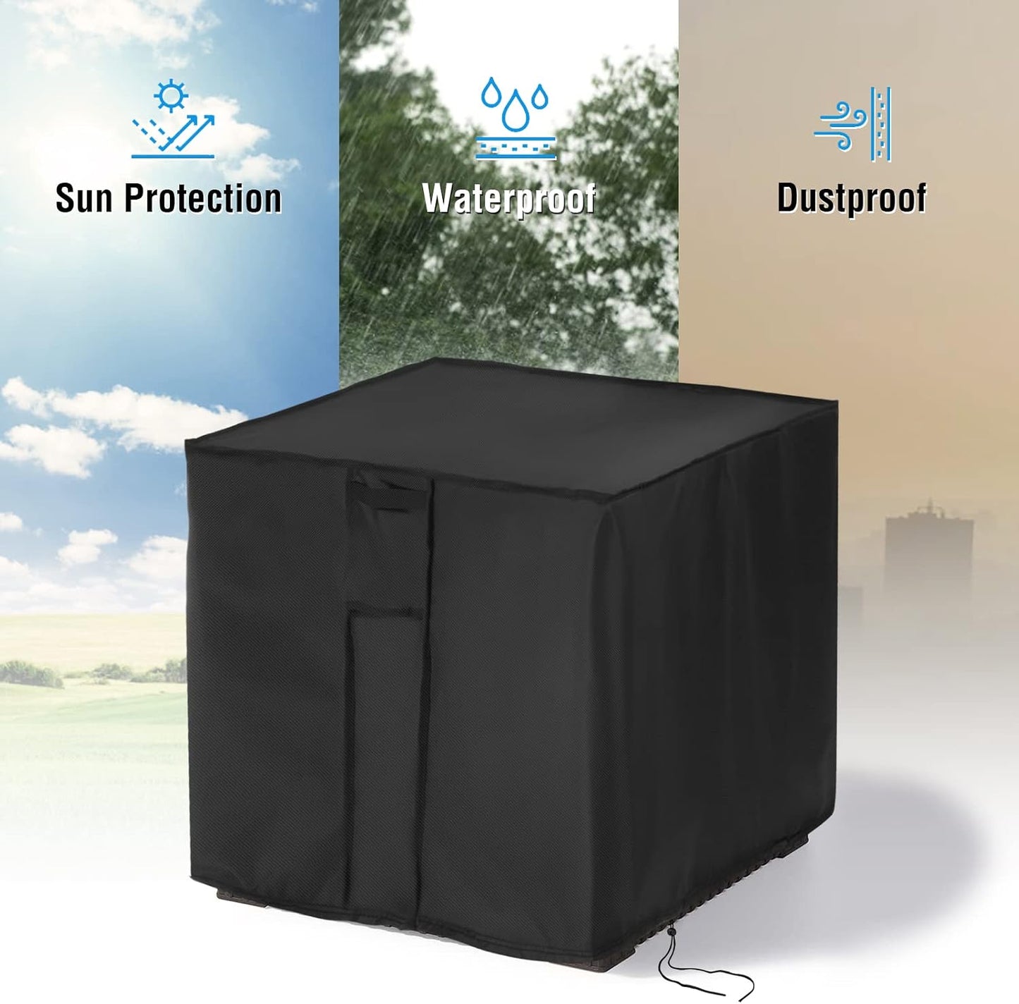 Kingling Deck Box Cover, Outdoor Storage Box Cover for Keter 30 Gallon Deck Box Waterproof Outside Patio Storage Bench Deck Boxes Covers Black (23" L x 18" W x 22" H inch)