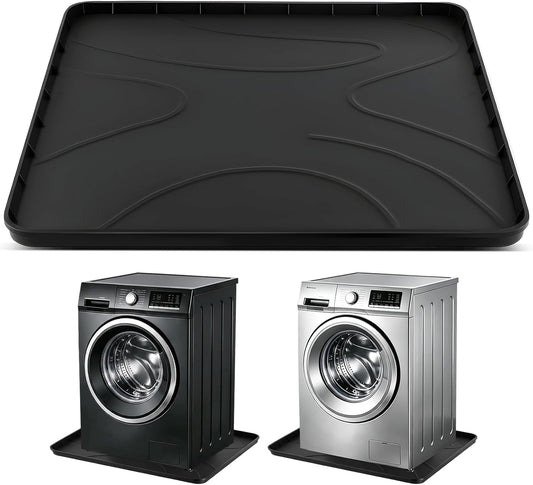 Washing Machine Drain Pan，32''x30'' Silicone Mat with Raised Reinforced Frame & Triangular Reinforcing Rib,fits Most Washer Models, Washing Machine Tray for Floor Protection in Laundry Room (gray)