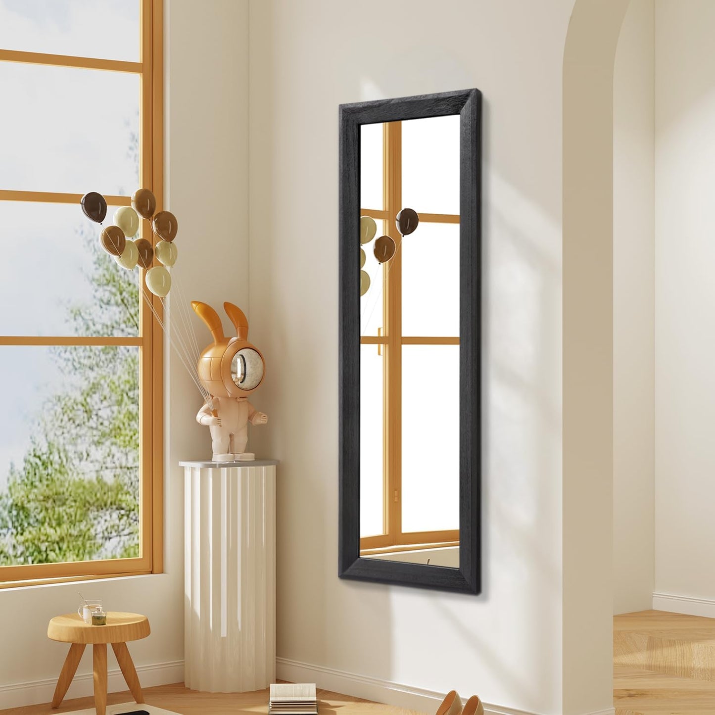 AAZZKANG Full Length Mirror Rectangle Wood Framed Large Wall Mirrors Black | 47"x16" Bedroom Living Room Bathroom Dressing Room Entryway Hanging Mirror