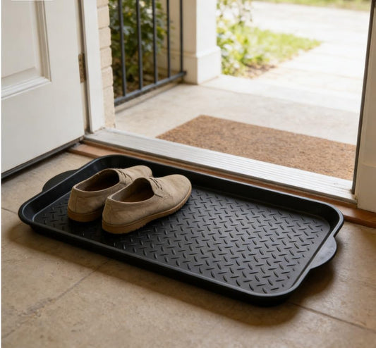 Diamond Boot Tray, 15" x 29", Black,Shoe Mat for Entryway, Mudroom or Garage, Black Floor Protection Tray