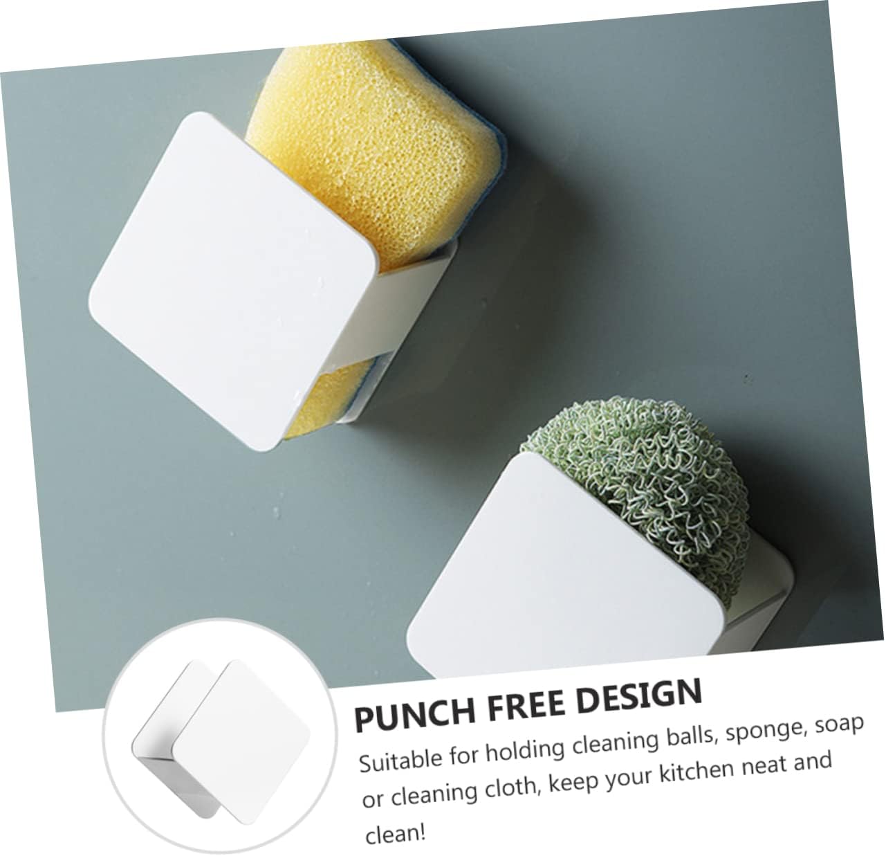 PRETYZOOM 2pcs Punch Wall-mounted Sponge Holder Kitchen Sink Storage Rack for Cleaning Cloths and Soap Draining Design for Organized Kitchen and Bathroom Use