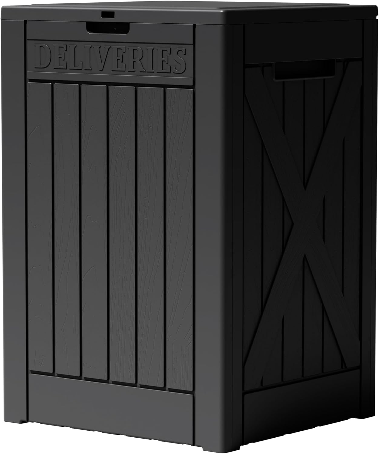 Greesum Outdoor Storage Box 31 Gallon Storage Box with Lid for Patio Furniture, Garden Tools, Pool Supplies, Waterproof and UV Resistant, Lockable, Dark Black