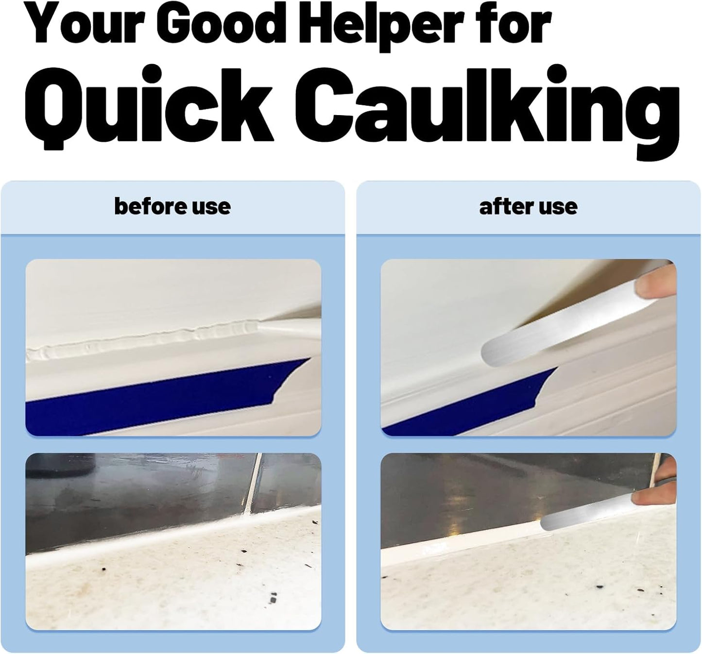 7-Piece Caulking Spatula Set - Professional Stainless Steel Caulk Finishing Tools, Streamline Spatulas for Bathroom Sink, Bathtub, Tile Sealant Application