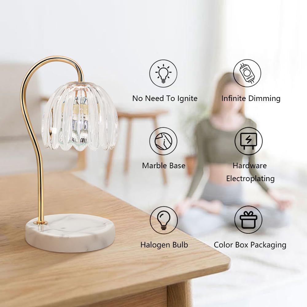 Candle Warmer Lamp with Timer & Dimmer, Electric Candle Lamp Warmer with 2 Bulbs for Scented Candle, Home Decor Gift for Her, Mother’s Day Gift (Milk Tea)