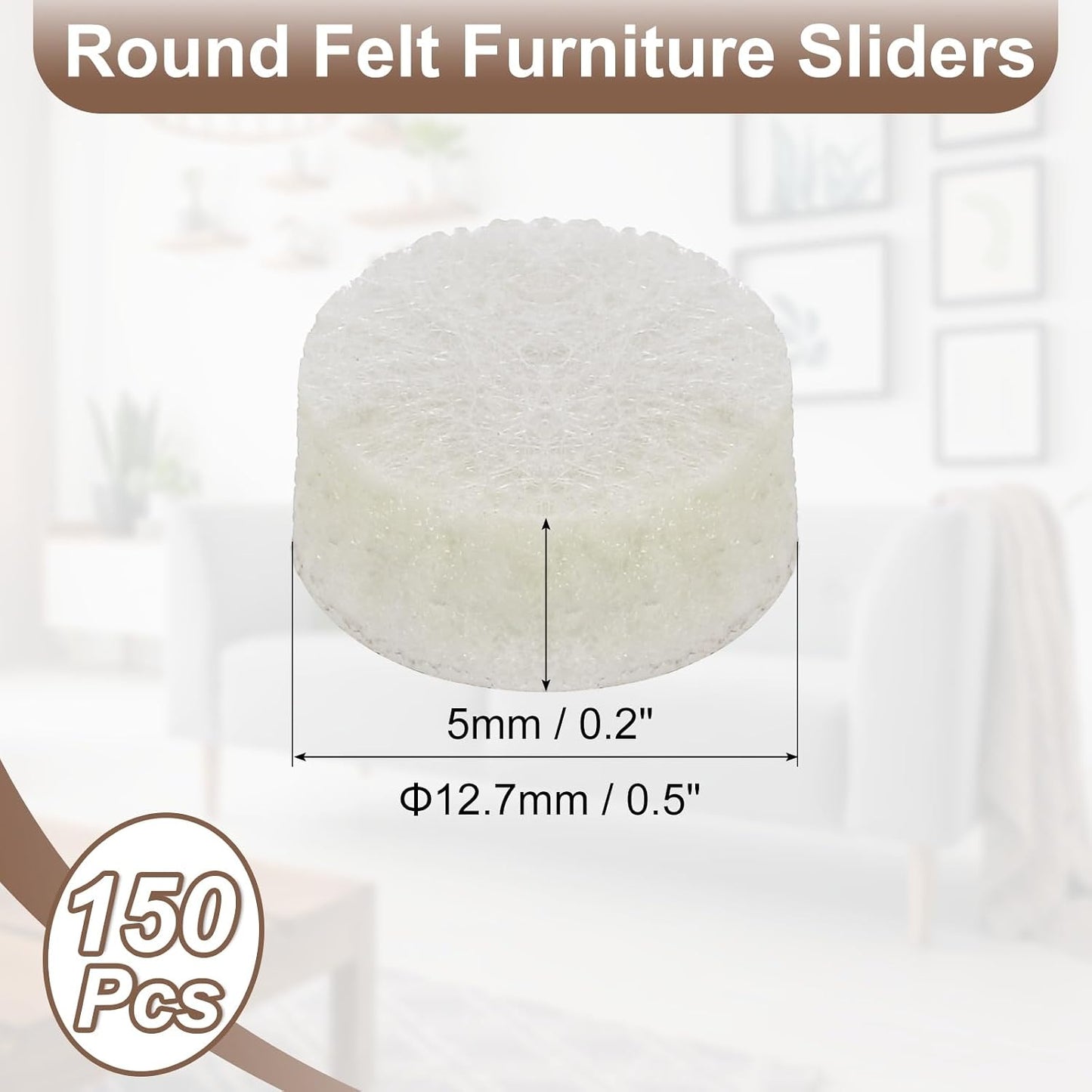 uxcell Furniture Pads, 50Pcs 1.25" - Round Self Adhesive Felt Furniture Pads, Floor Protectors for Furniture Feet Chairs Legs Hardwood Floors (Beige)