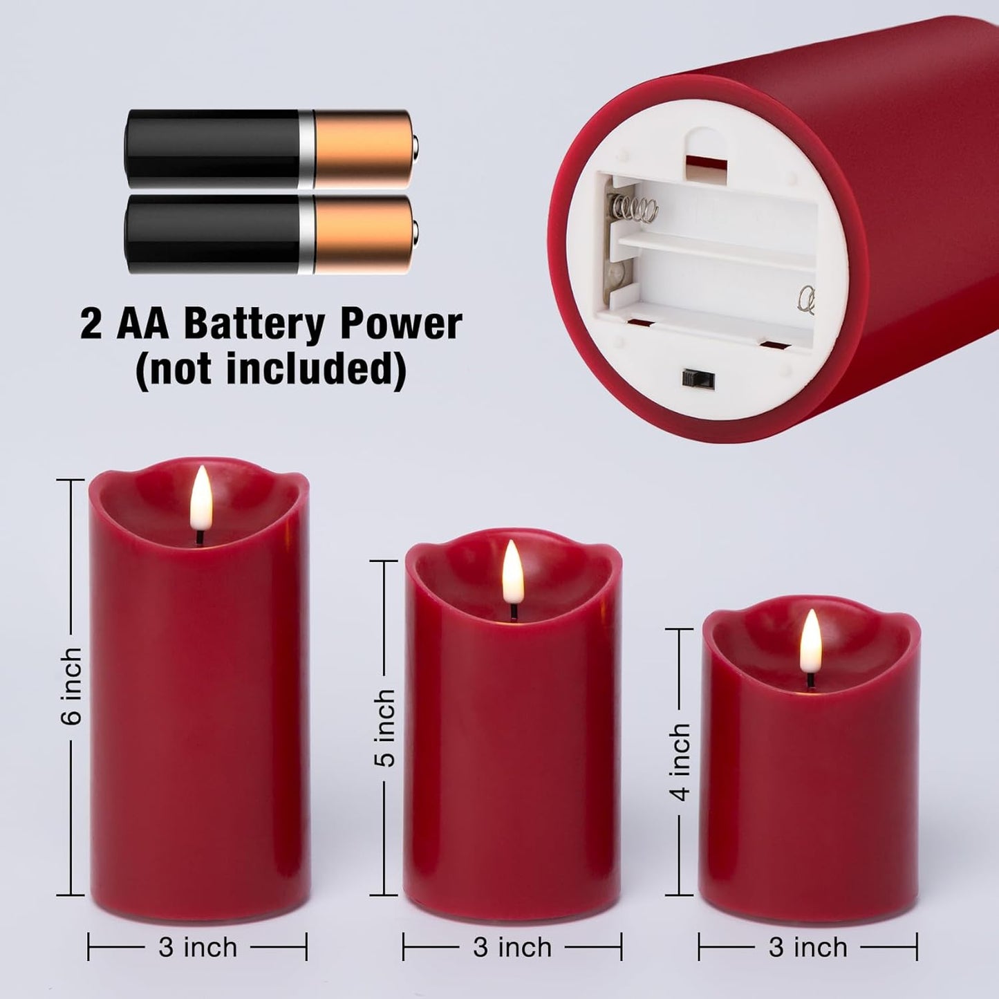 Eywamage Ivory Flameless Pillar Candles with Remote, Flickering Realistic LED Battery Wax Candles Set of 3, Φ 3" H 4" 5" 6"