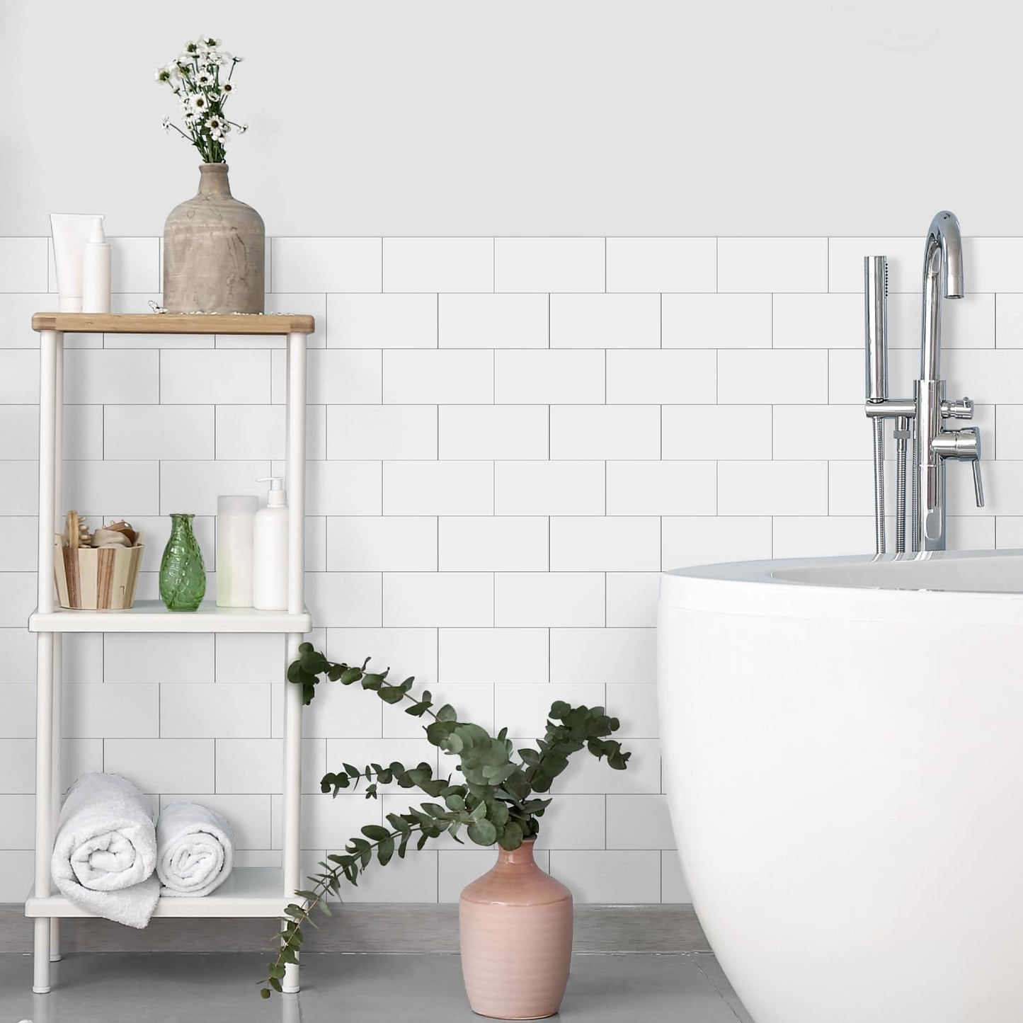 VICCI 32Pcs Tile Decals - Peel and Stick Kitchen Backsplash - Decorative Wall Tiles Stickers 8" x 4" Self-Adhesive Waterproof Removable for Bathroom Cabinets Home DIY Projects Decor