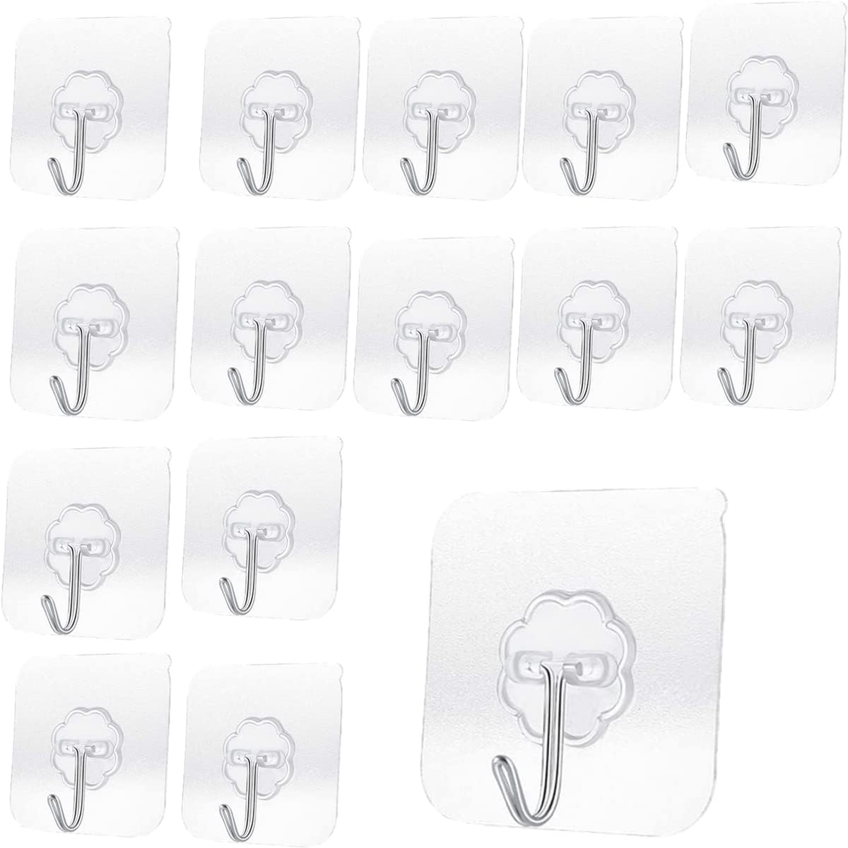 Heavy Duty Adhesive Hooks 33 lb(Max) 15KG,Waterproof and Oilproof Reusable Seamless Hooks Heavy Duty Wall Hook for Kitchen Bathroom Office 24 Pack