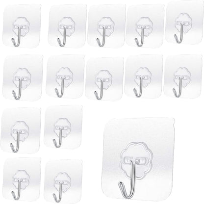 Heavy Duty Adhesive Hooks 33 lb(Max) 15KG,Waterproof and Oilproof Reusable Seamless Hooks Heavy Duty Wall Hook for Kitchen Bathroom Office 24 Pack