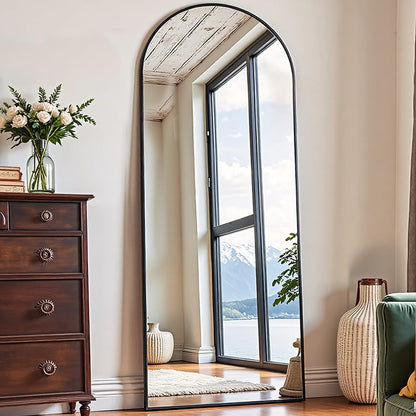 OGCAU Floor Full Length Mirror, 56"x20" Arched Full Body Mirror, Hanging or Leaning, Standing, Wall Mounted with Aluminum Frame for Bedroom Living Room, White