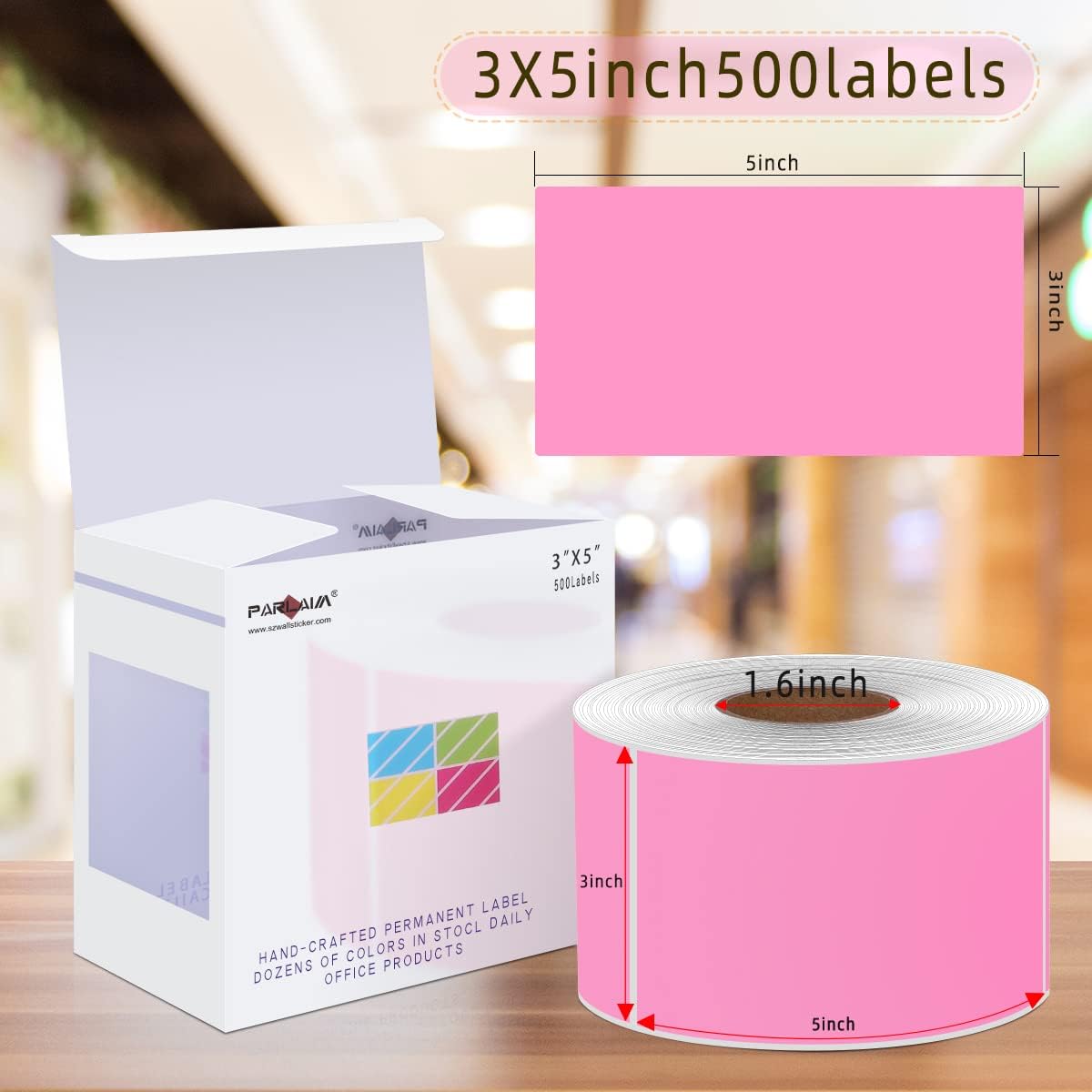 PARLAIM 3 X 5 Inch Rectangle Adhesive Color Coding Stickers,Square Inventory Label Stickers -500Per Dispenser Box (Fluorescent Green)