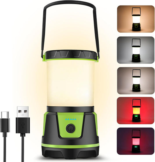 Rechargeable LED Lantern - 3000 Lumens, 5 Light Modes, IP54 Waterproof, 7500mAh Battery, Portable Flashlight for Camping, Hiking, Power Outages & Emergencie (Orange)
