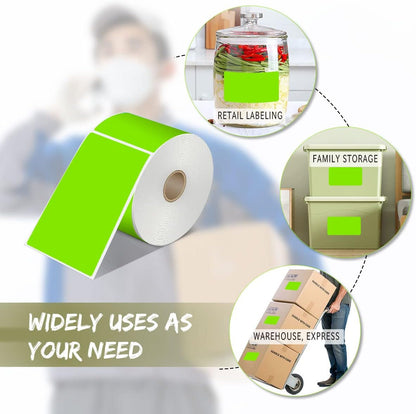 PARLAIM 3 X 5 Inch Rectangle Adhesive Color Coding Stickers,Square Inventory Stickers -250 Per Dispenser Box (Fluorescent Green)