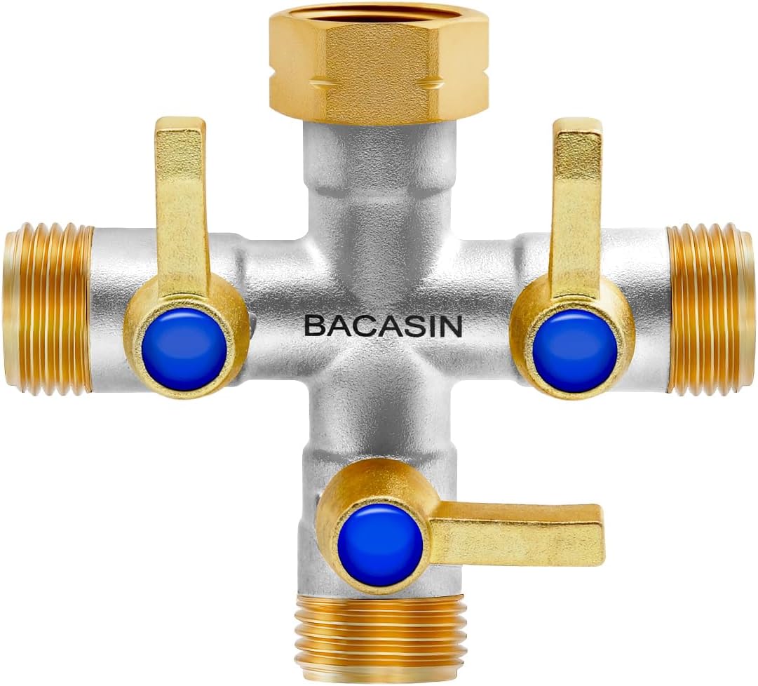 Brass Garden Hose Splitter, Hose y Splitter with Shutoff, Hose Splitter 2 Way Heavy Duty, Brass Y-Valve Water Garden Hose Adapter 2-Way Y-Valve 3/4" GHT Threads