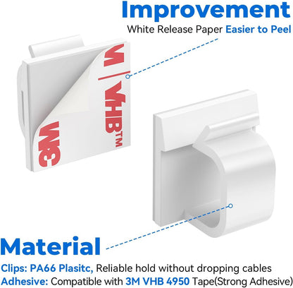 Large Cable Clips 40pcs with Strong Adhesive Tapes,Wire Holder Organizer Cord Management for Car, Office and Home (Clear- L06(40PCS))
