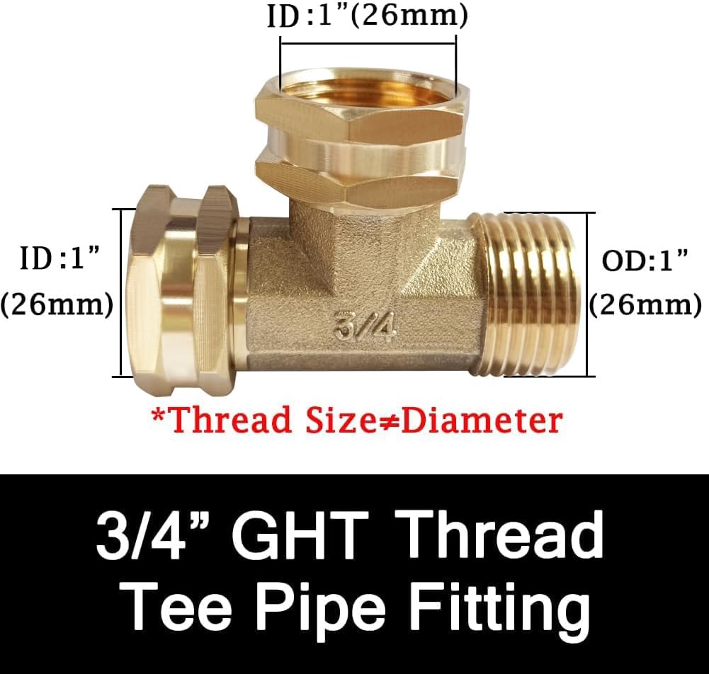 Joywayus 2PCS Brass 3/4" GHT Garden Hose Splitter Body Backyard 2 Way Y Shaped Swivel Connector Threaded Pipe Fitting Coupler Adapter with Washer