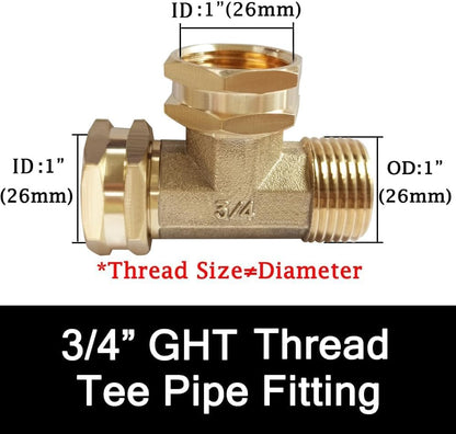 Joywayus 2PCS Brass 3/4" GHT Garden Hose Splitter Body Backyard 2 Way Y Shaped Swivel Connector Threaded Pipe Fitting Coupler Adapter with Washer