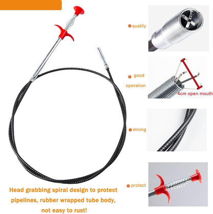 62inch Drain Clog Remover Toilet Snake Plumbing Snake Grabber Reacher Tool with Spiral 4-Claw Grabber-Spring,Unclogs Hair&Sundries&Keys/Jewelry/Clothes,for Kitchen/Bathtub/Sewer/Toilet