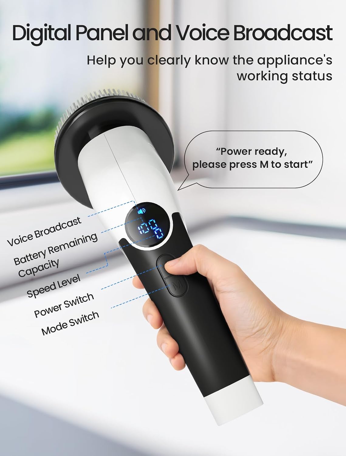 KEIMI Electric Spin Scrubber, Cordless Shower Cleaning Brush with 8 Replaceable Brush Heads, 3 Speeds, Extension Handle, Digital Display, IPX7 Power Scrubber for Bathroom, Tub, Tile and Floor