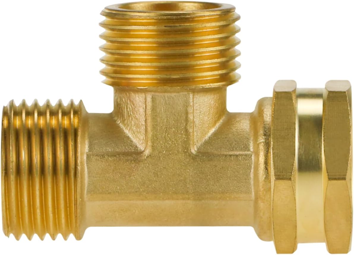 Angry Pony Garden Hose Tee,GHT 3/4 Female x Female x Male Hose Tee for Lawn | for Irrigation/Sprinkler/Patio and Outdoor Watering,2 Way,Heavy-duty Brass,Standard Thread,Wide Flow,Quick Connect,Leakproof
