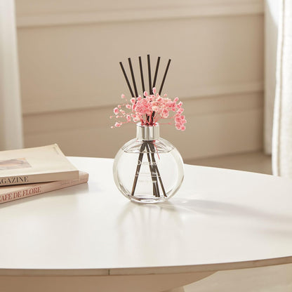 Flower Reed Diffuser Set 5.07oz Satin Rose Scent Diffuser with Sticks Home Fragrance Reed Diffuser for Bathroom Shelf Decor