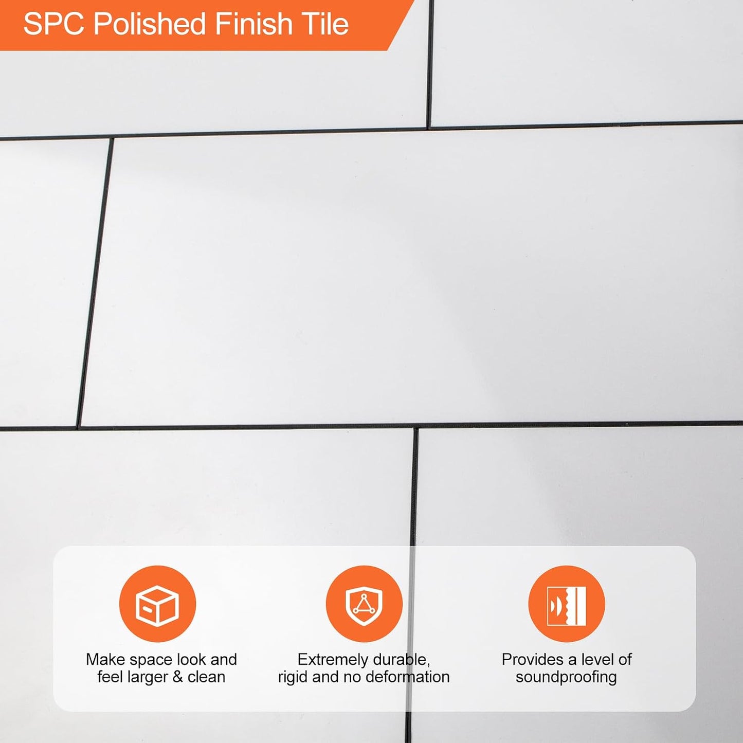 10- Sheet Polished White Peel and Stick Backsplash, 12’’Luxury PVC Ceramic Look Self Stick Subway Tiles, Waterproof Peel and Stick Wall Tiles for Kitchen and Bathrrom