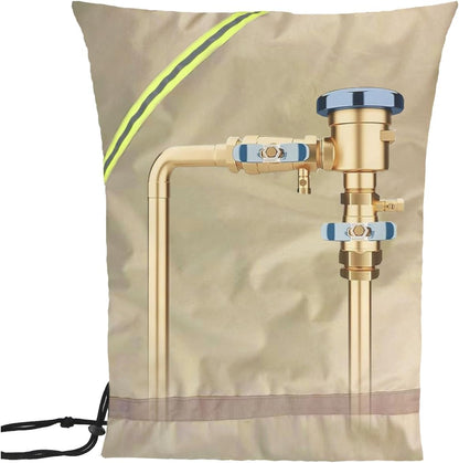 Outdoor Faucet Covers for Winter Freeze Protection, 16” x 20" Backflow Preventer Insulation Cover, Waterproof Pipe Insulation Cover for Snow, Sun Exposure - Beige