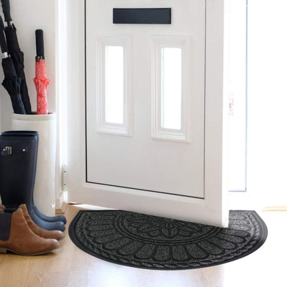 Mibao Front Door Mat Indoor Outdoor Entrance, Semicircular Entrance Mat, Half Round Waterproo Non-Slip Durable Rubber Door Mats, Low Profile Heavy Duty Doormat for Garage, Patio, 30" x 18", Yellow