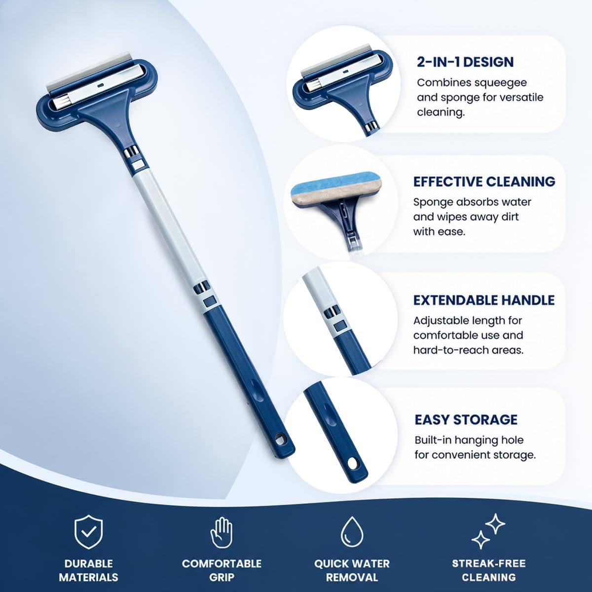 Window Screen Cleaning Brush, 2026 Upgraded 3 in 1 Mesh Cleaner Brush, Window Screen Cleaner Tool with Squeegee, Multifunctional Screen Brush, Double Sided Wet & Dry Dual Use (Blue )
