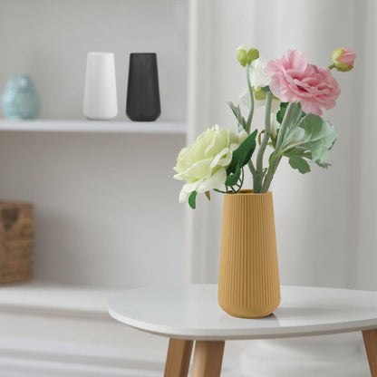 White Ceramic Vase, GUKJOB Small Cute Flower Vase for Pampas Grass, Home, Living Room, Dining Table, Farmhouse, Office Decor, Bedroom, Table, and Kitchen Shelf (White- 2PCS)