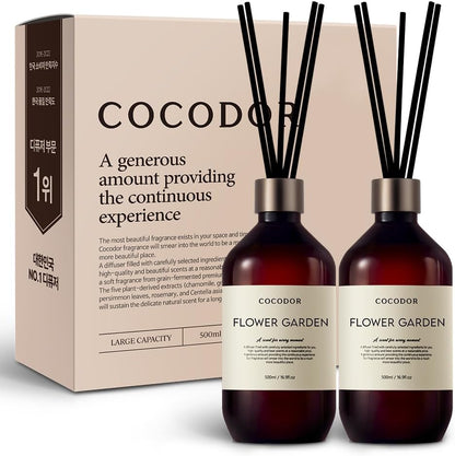 COCODOR Premium Reed Diffuser/Black Cherry /16.9oz /2 Pack/Large Capacity Fragrance Scent Oil Stick Diffuser Set for Bedroom Bathroom Home Décor