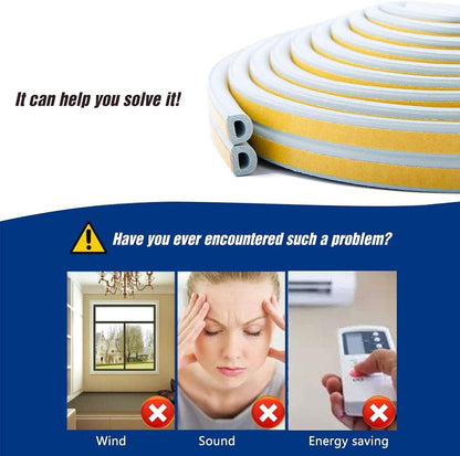 CloudBuyer Door & Window Weather Stripping, Soundproof Insulation Seal Strip with Self-Adhesive Rubber Collision Protection, 16.5 Ft (White)