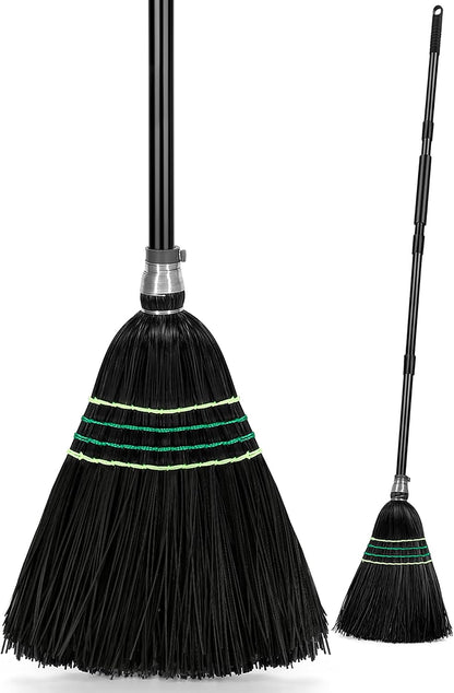 SOBONNE Heavy-Duty Outdoor Broom with Stiff Bristles | Outside Large Commercial Brooms with 60 Inch Long Handle for Sweeping Outdoor Garage Yard Patio Commercial Industrial