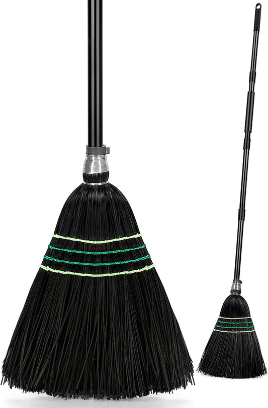 SOBONNE Heavy-Duty Outdoor Broom with Stiff Bristles | Outside Large Commercial Brooms with 60 Inch Long Handle for Sweeping Outdoor Garage Yard Patio Commercial Industrial