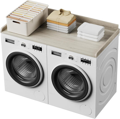 Washer Dryer Countertop with Shelf, Washer Dryer Topper, Solid Wood Washers and Dryers Countertop, 54" Width x 27.5" Depth Laundry Countertop for Laundry Room Organization and Storage, Black