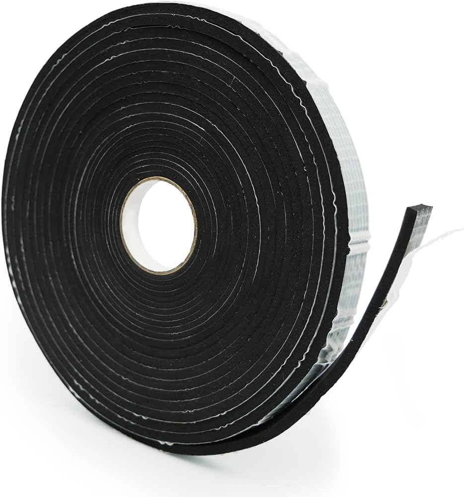 Alenor EPDM Black Foam Insulation Tape Self Adhesive 1/8"x1" x 50' Ft –Pack of 1- Weather Stripping for Doors & Windows,Soundproofing,Door Seal,Weatherstrip,Pipe Cooling,Air Conditioning Seal Strip