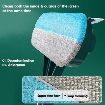 Window Screen Cleaning Brush - 2 in 1 Net Screen Cleaner Tool with Squeegee, Mesh Screen Cleaner, Multi-Purpose Cleaning Brush for Patio Door Porch Screens (1, Blue)
