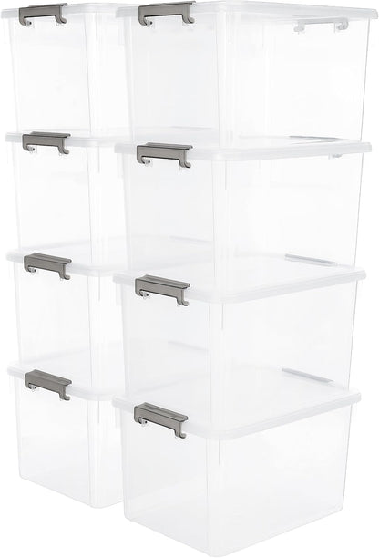 Citylife 57 QT Plastic Storage Bins with Double-Opening Lids, Storage Containers for Organizing, Large Clear Storage Box for Closet, Blankets, 2 Packs