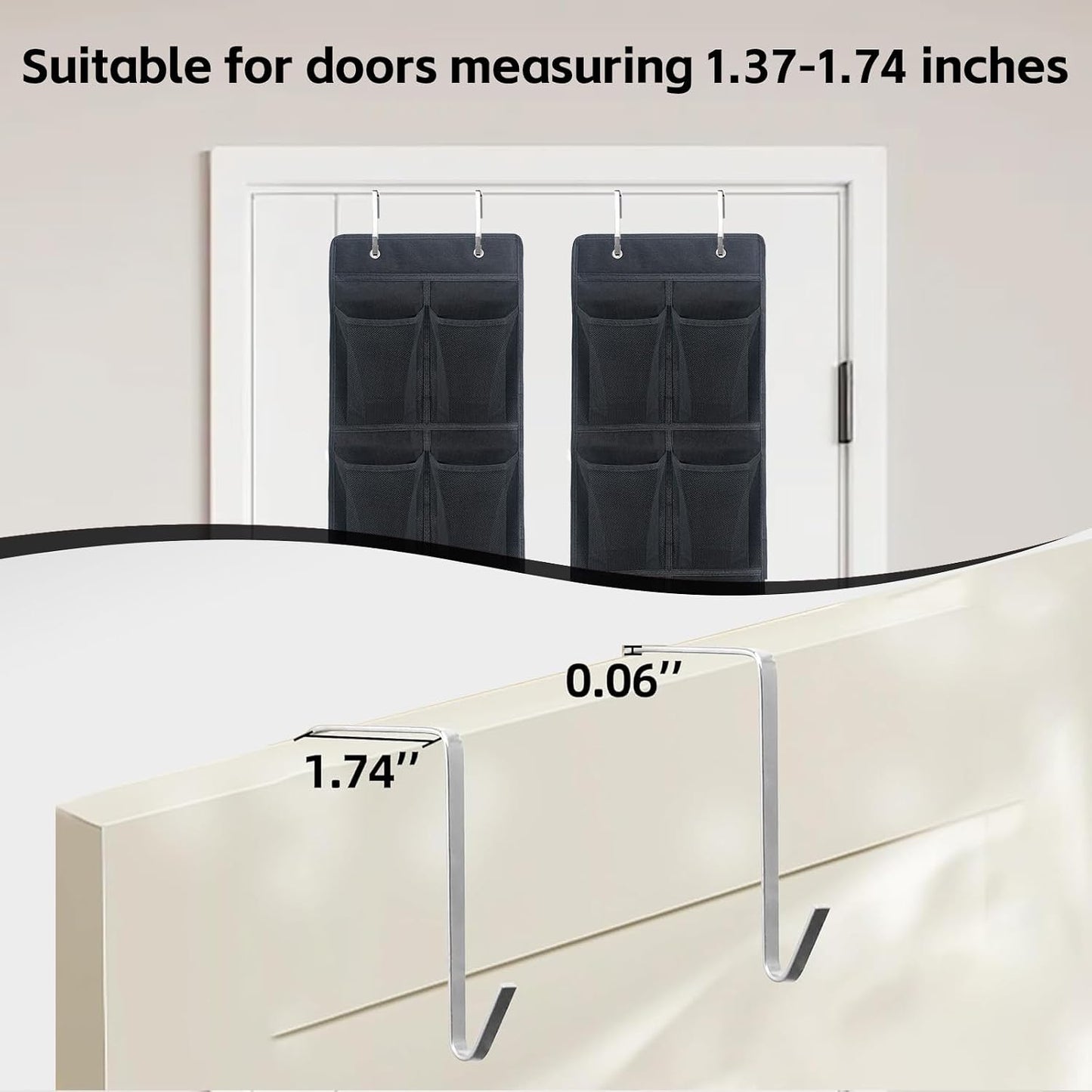 PVWSG Over The Door Shoe Organizer, 14 Large Mesh Pockets Hanging Shoe Rack for Closet Organizers and Storage, White, 2-pack (white)