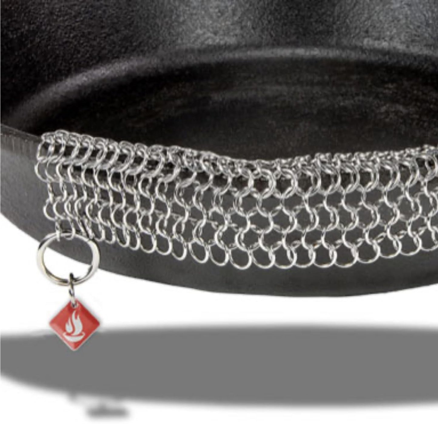 Knapp Made CM Scrubber 4" x 4" Small Ring Chainmail Cast Iron Scrubber, Premium Stainless Steel Mesh Cleaner for Pre-Seasoned Pans, Dutch Ovens, Grills and Skillets