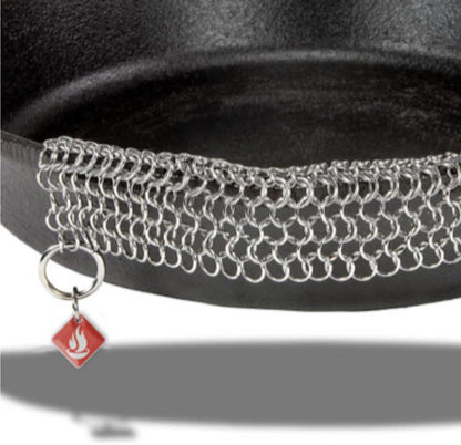 Knapp Made CM Scrubber 4" x 4" Small Ring Chainmail Cast Iron Scrubber, Premium Stainless Steel Mesh Cleaner for Pre-Seasoned Pans, Dutch Ovens, Grills and Skillets