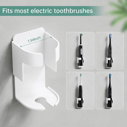 Adhesive Electric Toothbrush Holder Wall Mounted, Aluminum Black 2 Pack | Shower Tooth Brush Storage Organizer for Bathroom, Hanging Electric Toothbrush Storage Stand for Wall