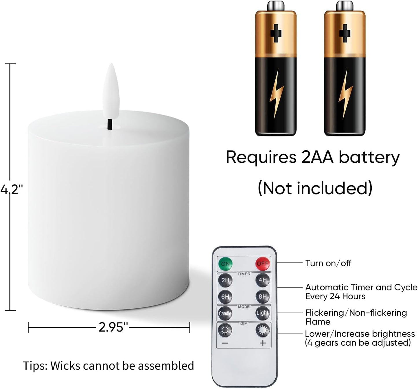 Homemory White Flameless Candles Battery Operated with Remote Timer, 3x3 Real Wax LED Pillar Candle for Home Fireplace Bedroom Living Room Party, Set of 3