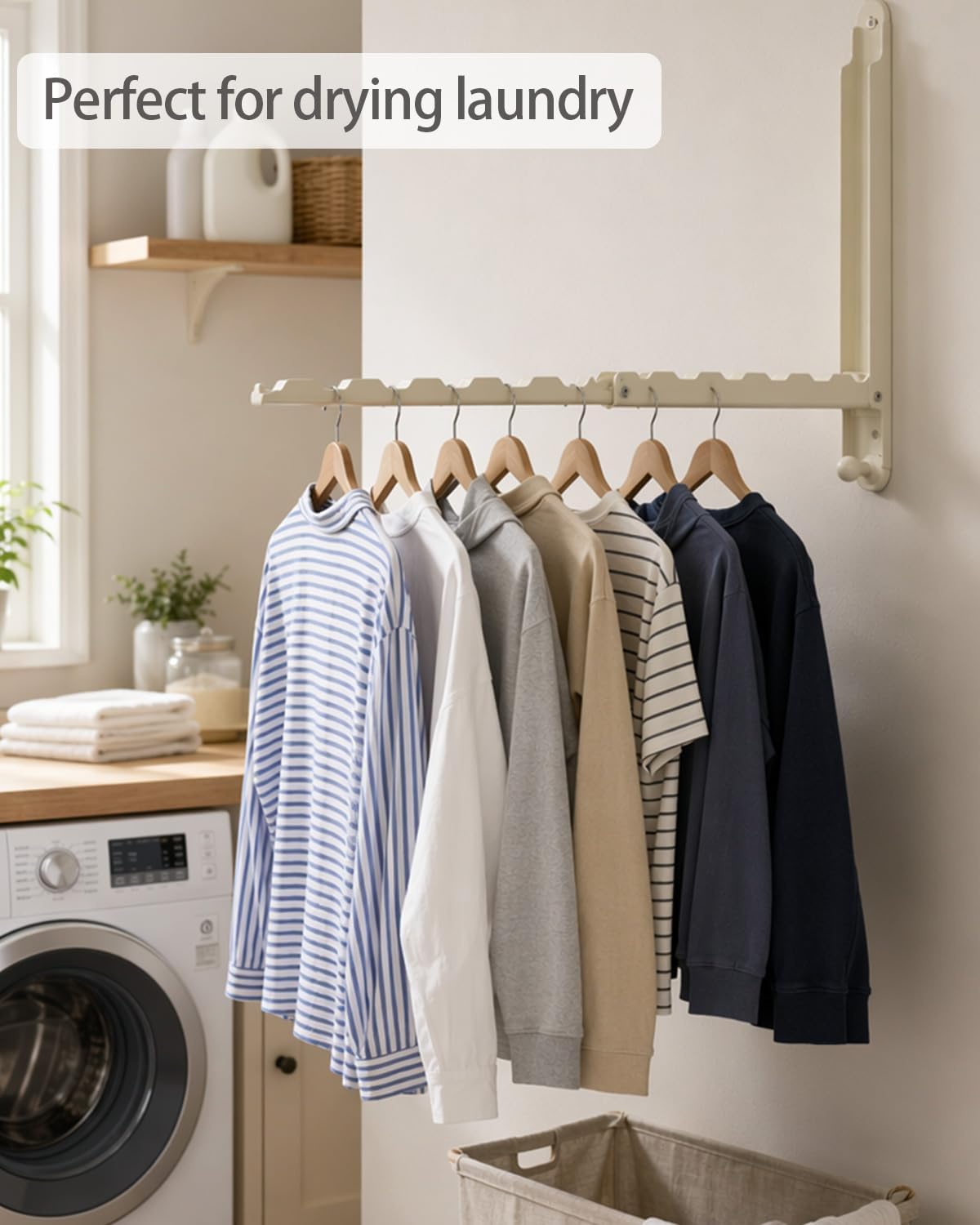 Foldable Clothes Drying Rack Heavy Duty Wall Mounted 2 Pack for Laundry | Metal Non-slip Rust-proof Clothing Rack Closet Organizer Essential for Bedroom Laundry Room
