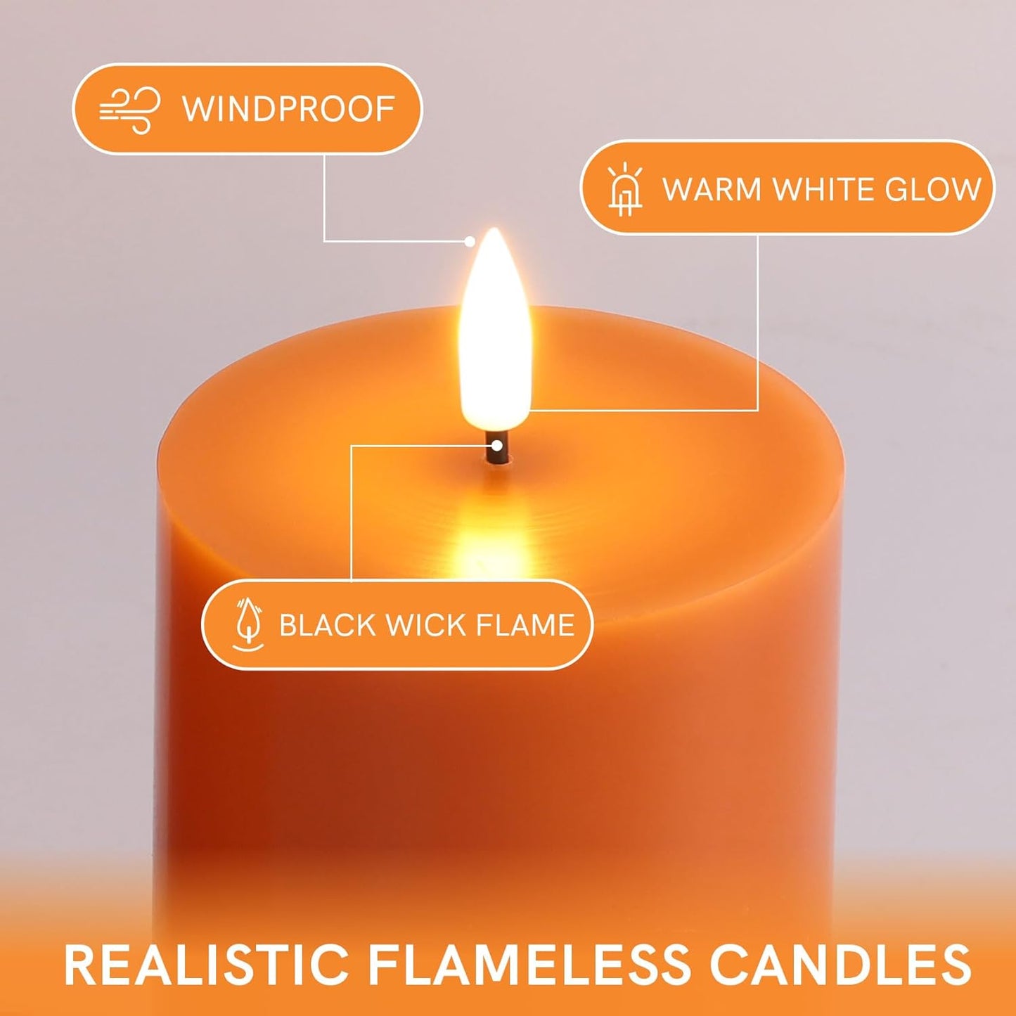 Eywamage White Real Wax Flameless Pillar Candles with Remote, Flickering Flat Top LED Battery Candles Set of 3